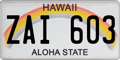 HI license plate ZAI603