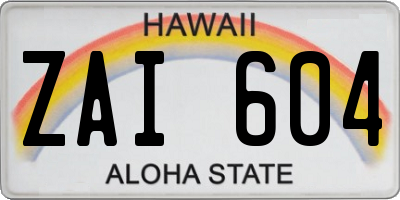 HI license plate ZAI604