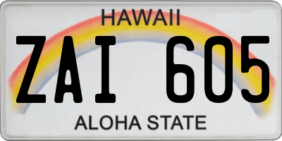 HI license plate ZAI605