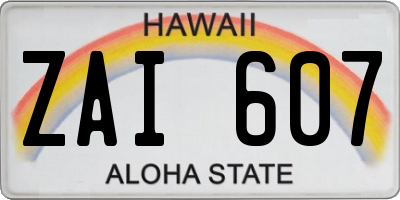 HI license plate ZAI607