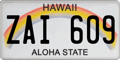 HI license plate ZAI609