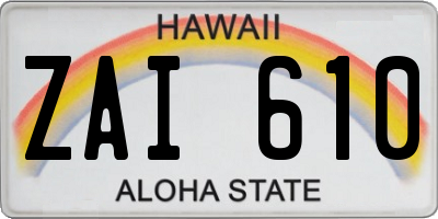 HI license plate ZAI610