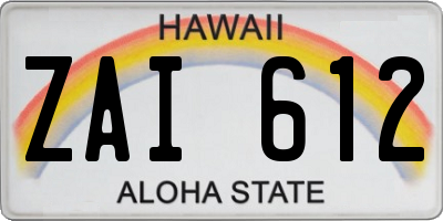 HI license plate ZAI612