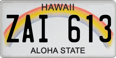 HI license plate ZAI613