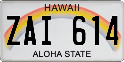 HI license plate ZAI614