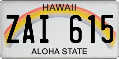 HI license plate ZAI615