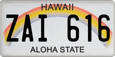 HI license plate ZAI616