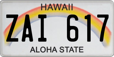 HI license plate ZAI617