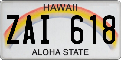 HI license plate ZAI618