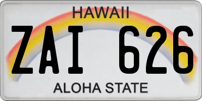 HI license plate ZAI626