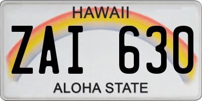 HI license plate ZAI630