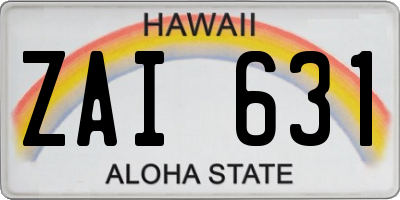 HI license plate ZAI631