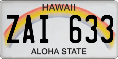 HI license plate ZAI633