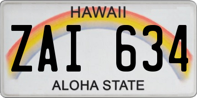 HI license plate ZAI634