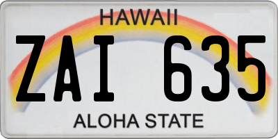 HI license plate ZAI635