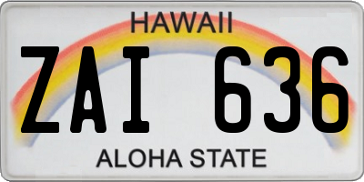 HI license plate ZAI636