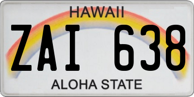 HI license plate ZAI638