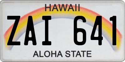 HI license plate ZAI641