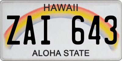 HI license plate ZAI643