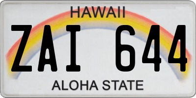 HI license plate ZAI644