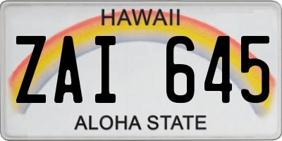 HI license plate ZAI645