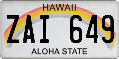 HI license plate ZAI649