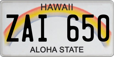 HI license plate ZAI650