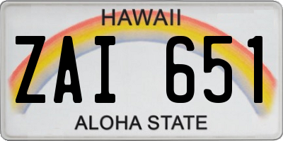 HI license plate ZAI651