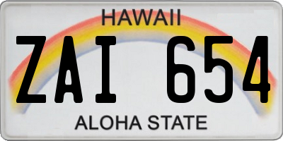 HI license plate ZAI654