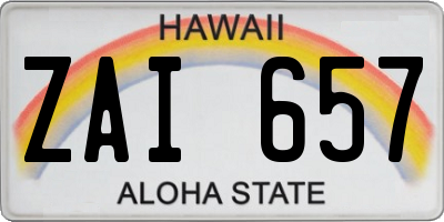 HI license plate ZAI657