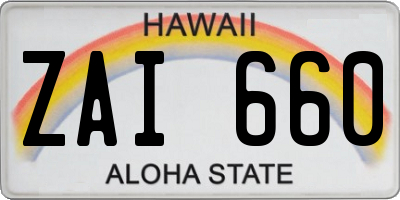 HI license plate ZAI660