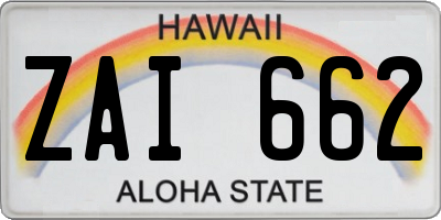 HI license plate ZAI662