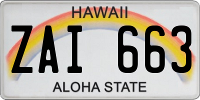 HI license plate ZAI663