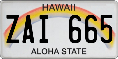 HI license plate ZAI665
