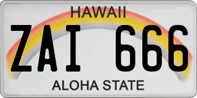 HI license plate ZAI666