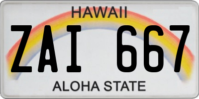 HI license plate ZAI667