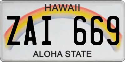 HI license plate ZAI669