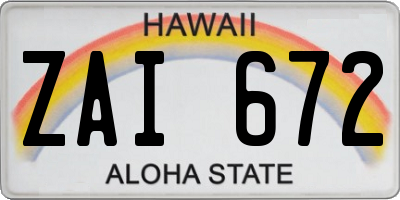 HI license plate ZAI672