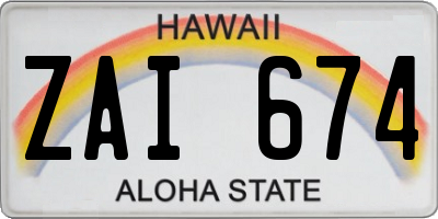 HI license plate ZAI674