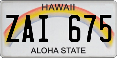 HI license plate ZAI675