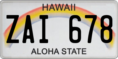 HI license plate ZAI678