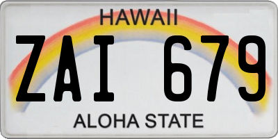 HI license plate ZAI679