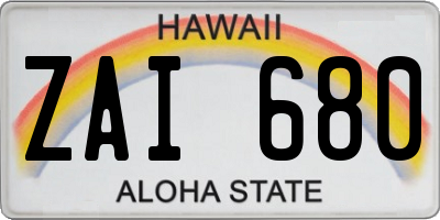 HI license plate ZAI680