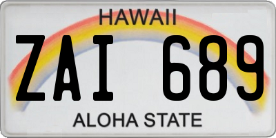 HI license plate ZAI689