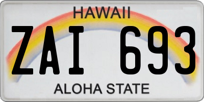HI license plate ZAI693