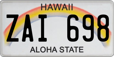 HI license plate ZAI698