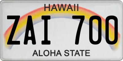 HI license plate ZAI700