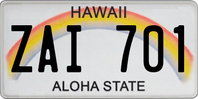 HI license plate ZAI701