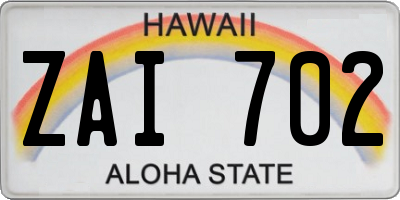 HI license plate ZAI702