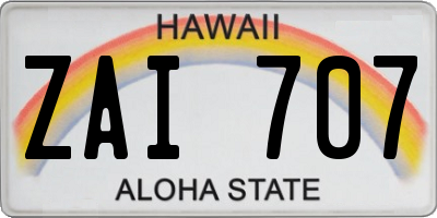 HI license plate ZAI707